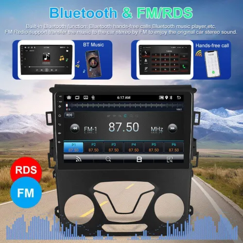 Vista 6 de Android 13.0 Doble DIN estéreo para coche para Ford Fusion 2013-2016 9 pulgadas HD pantalla táctil audio multimedia receptor con Carplay Android