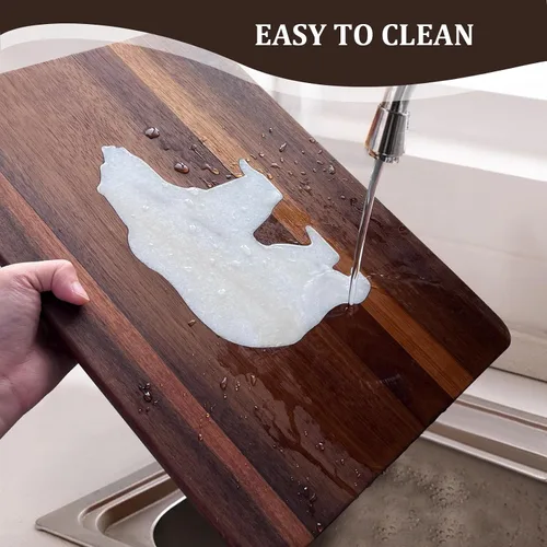 Vista 7 de Tablas de cortar de madera de acacia con mármol grandes tablas de queso para charcutería tablas para servir frutas de carne de 16.5 x 11 pulgadas