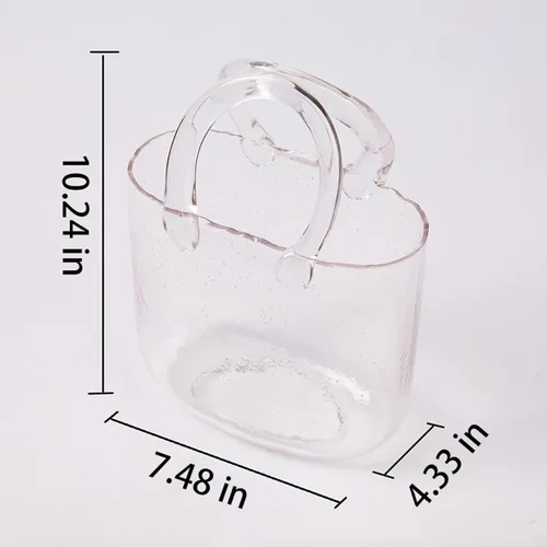 Vista 2 de Florero para flores, florero con asas, florero de cristal, bolsa de cristal, único para centros de mesa, decoración de mesa, decoración de boda