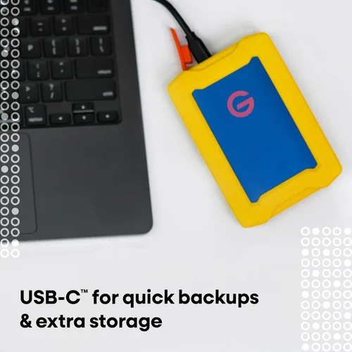 Vista 4 de 1TB G-Drive ArmorATD Resistente, Duradera Unidad Externa Portátil HDD, Hasta 130MB/s, USB-C (5Gbps), USB 3.2 Gen 1 – SDPHE1G-001T Dorado