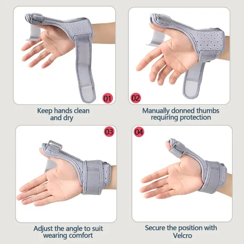 Vista 4 de Férula de soporte para el pulgar para artritis, tendinitis, soporte nocturno, cómoda banda de compresión del pulgar, esguince del pulgar, tensión