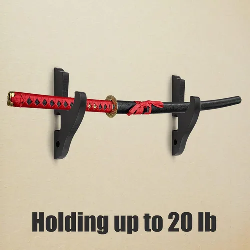 Vista 2 de Soporte de Pared Montaje para Espada Gancho de 1 Nivel Soporte de Katana Ajustable Colgador de Exhibición para Espada Samurái Tanto Rapier Sable