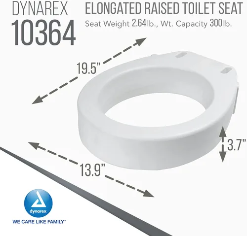 Vista 3 de Dynarex Asiento de inodoro elevado alargado sin brazos, portátil