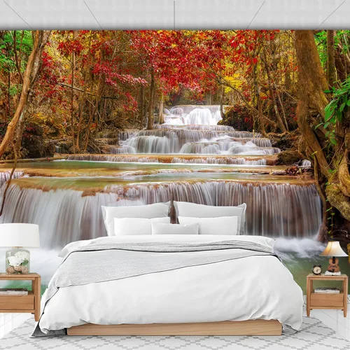Vista 8 de FLFK Murales de pared autoadhesivos de cascada de bambú 3D de 78.7 x 59 pulgadas, papel tapiz para despegar y pegar, pintura para decoración