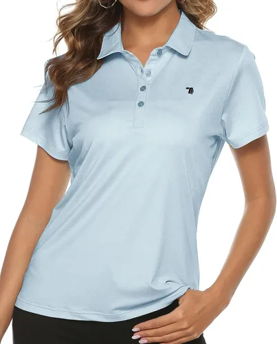 Vista 26 de TBMPOY Camisetas polo de golf de manga corta para mujer, ligeras, con absorción de humedad, con cuello, T-shirt de secado rápido de 4 botones