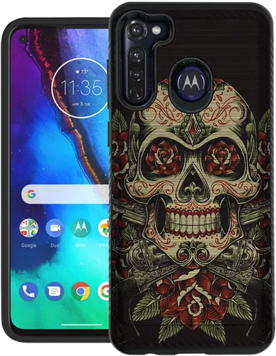 Vista 5 de CasesOnDeck Funda de agarre compatible con [Motorola Moto G Stylus (2020) [Brushed Armor] - Funda delgada y resistente, color negro mate (astronauta)