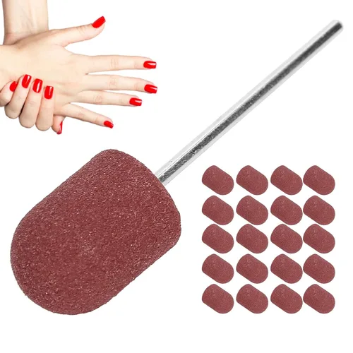 Vista 3 de Bandas de lijado de uñas, brocas de uñas para taladro 80 # 120 # 180 # 240 # lima de grano, herramienta de manicura y pedicura, juego de arena fina