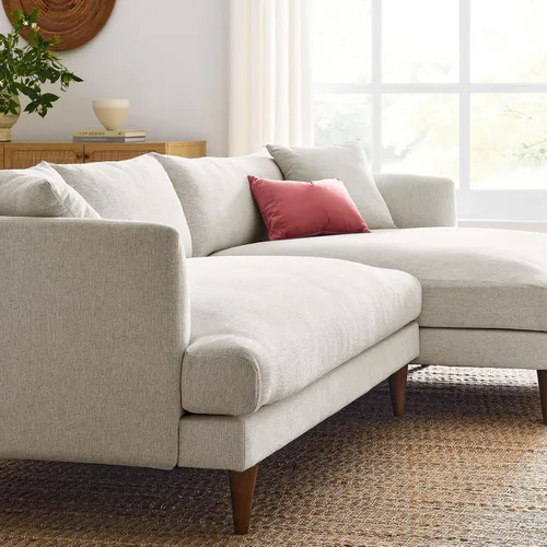 Vista 2 de Modway Sofás Zoya, tejido jaspeado marfil