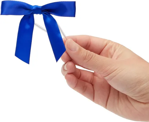 Vista 4 de Bright Creations Lazos de regalo con lazos giratorios, 100 unidades, lazos de satén de 3 pulgadas y lazos de poliéster de 5.7 pulgadas, color azul
