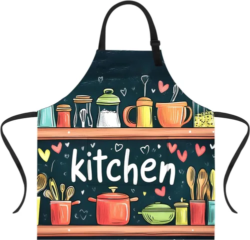 Vista 32 de Delantal divertido con 2 bolsillos para hombres y mujeres, barbacoa, parrilla, delantales con babero ajustable, regalos, cocina, cocina de la cocina