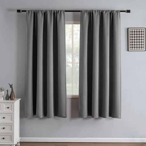 Vista 21 de IGEMAEVE - Juego de 2 paneles de cortinas opacas negras de 72 pulgadas, cortinas oscuras para dormitorio de 72 pulgadas de largo, cortinas oscuras