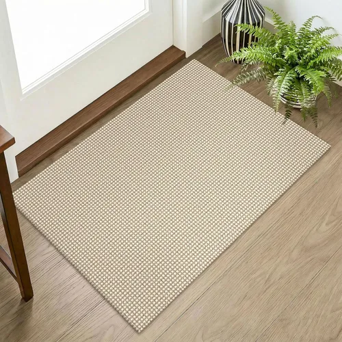 Vista 74 de KOZYFLY - Tapete para puerta de interior, lavable, pequeña, antideslizante, con respaldo de goma, felpudo de algodón para el hogar, color negro
