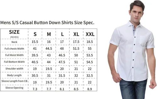 Vista 5 de Damipow Mens Short Sleeve Dress Shirts Regular Fit Business Casual Button Down Shirt