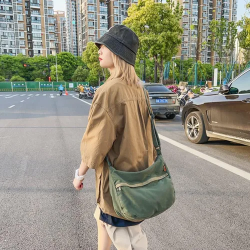 Vista 2 de Bolso de lona para mujeres y hombres, bolsos unisex para mujer, bolsos cruzados, bolso de hombro Hobo para adolescentes y niñas