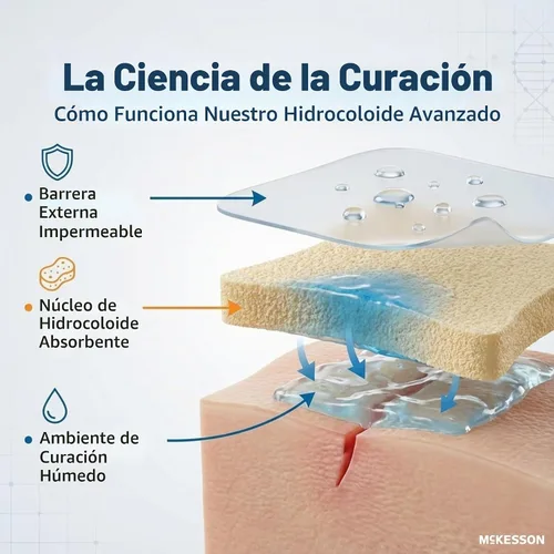 Vista 5 de McKesson Apósito hidrocoloide, estéril, delgado 20 apósitos, 2 x 2