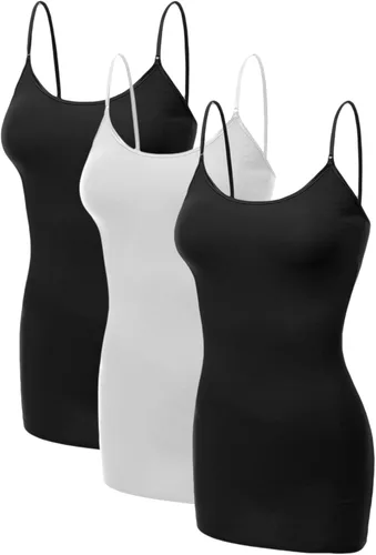 Vista 34 de Emmalise Camisola larga casual básica para mujer, con tirantes ajustables, top en capas