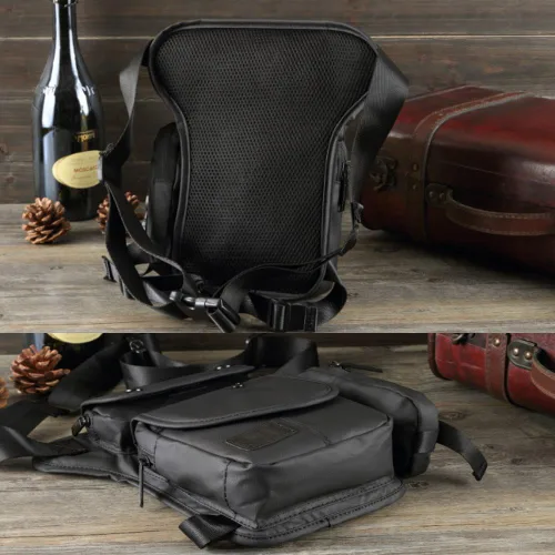 Vista 3 de Pequeña cangurera de cintura multibolsillo Oxford táctica muslo militar caída pierna bolsa carreras camping senderismo motocicleta bicicleta
