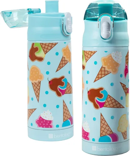 Vista 7 de Bentology - Botella de agua reutilizable de acero inoxidable de 13 onzas para niños, color azul
