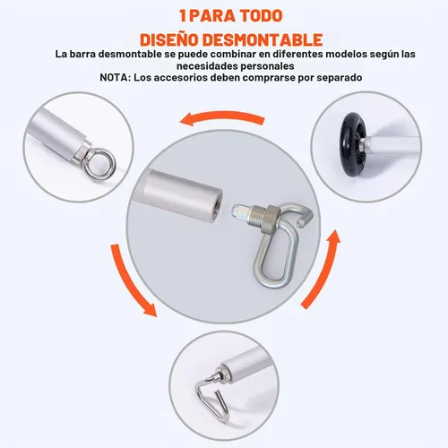 Vista 5 de Barra de Banda de Resistencia de Aluminio, Barra de Entrenamiento Desmontable de 3 Secciones de Alta Resistencia para Ejercicios de Banda