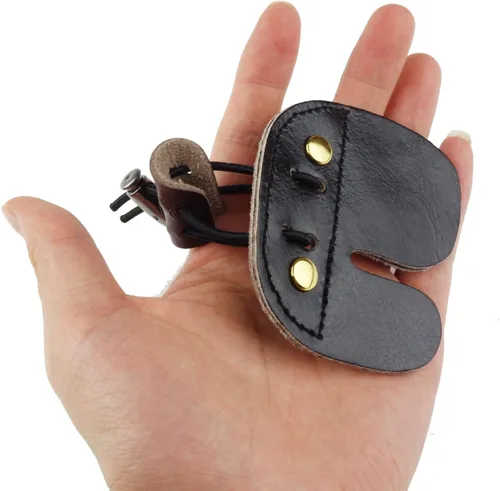 Vista 3 de Paquete de 2/6 lengüetas de cuero con arco para dedos, equipo protector de dedos ajustable, mano derecha