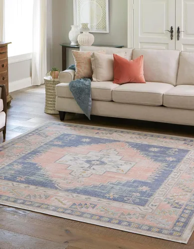 Vista 33 de Unique Loom Whitney Collection - Alfombra rectangular de 2 pies 2 pulgadas x 3 pies 1 pulgadas, color azul francés/beige)