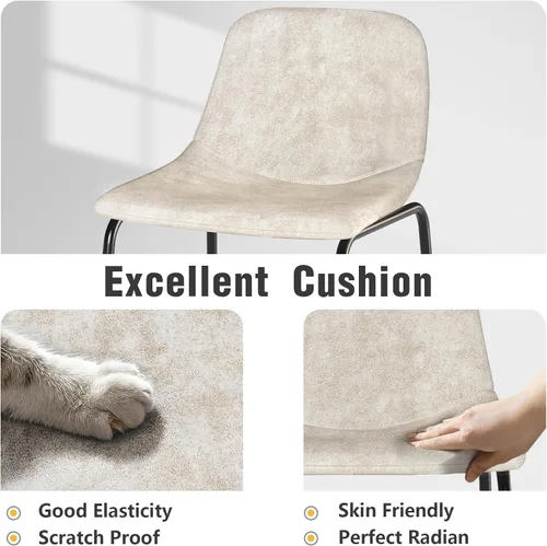 Vista 7 de TAVR Furniture Leathaire - Juego de 2 taburetes de tela con altura de mostrador, sillas de isla sin brazos, con capacidad para hasta 500 libras