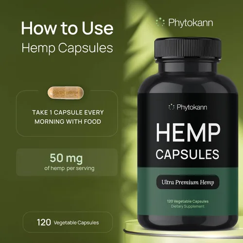 Vista 4 de Suplemento de cápsulas de aceite de cáñamo 120 porciones Calma y malestar – Estrés natural y salud inmunológica con Omega 3 6 9 – Fabricado