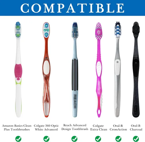 Vista 2 de Linkidea Cubiertas de cabeza de cepillo de dientes de viaje con ventosa, soporte portátil para cepillos de dientes, soporte para cepillos
