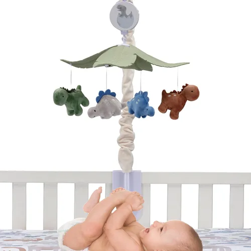 Vista 3 de Lambs & Ivy Dino-Might Multicolor Dinosaurio Musical Baby Cuna Móvil Chupete Juguete