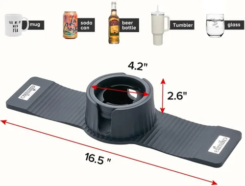 Vista 7 de Soporte para tazas de sofá, Elimiko, soporte de silicona para bebidas con soporte grande mejorado, para Negro