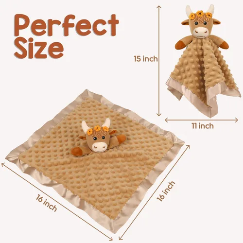 Vista 3 de Manta de seguridad para bebé, manta suave de juguete para niñas, juguete para acurrucarse, regalo para recién nacido, 2 unidades, manta para bebés