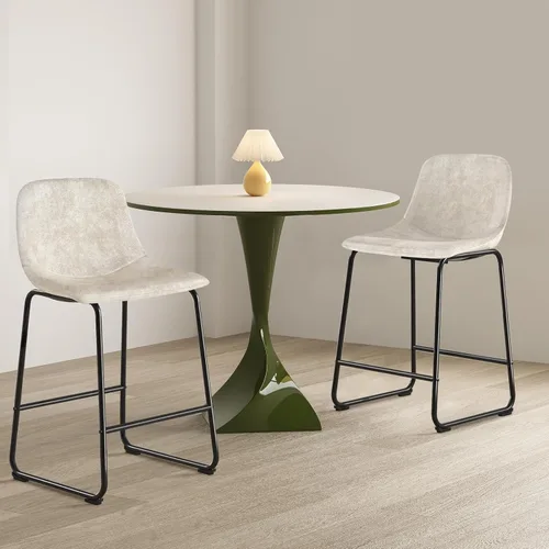 Vista 2 de TAVR Furniture Leathaire - Juego de 2 taburetes de tela con altura de mostrador, sillas de isla sin brazos, con capacidad para hasta 500 libras