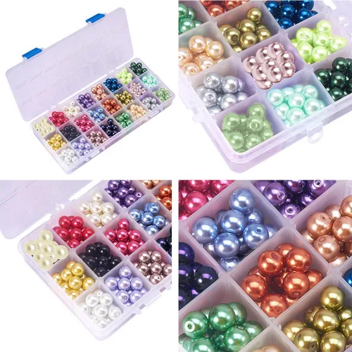 Vista 7 de PH PandaHall - Juego de cuentas redondas de cristal para hacer joyas, 10mm
