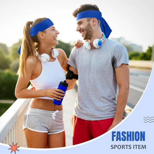 Vista 4 de Hiboom Paquete de 18 diademas deportivas para hombres y mujeres, diademas de karate ninja, bandas elásticas para el cabello para jugar tenis
