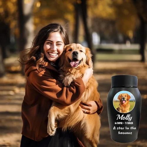 Vista 7 de Urnas personalizadas para cenizas de perros y gatos, nombre de mascota personalizado para urnas de cremación, urnas de recuerdo conmemorativas