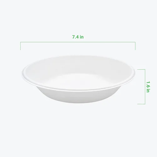 Vista 6 de Tazones de 24 onzas (paquete de 50), 7.5 pulgadas de diámetro, resistentes, 100% biodegradables, compostables para el hogar, sin plástico, sin BPA
