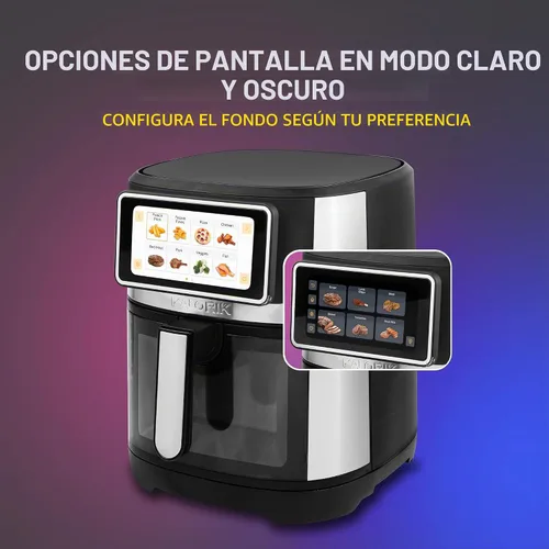 Vista 5 de Kalorik Freidora de aire Serie VIVID TOUCH de 5 cuartos de galón de capacidad con pantalla táctil de alta resolución, 202 ajustes preestablecidos