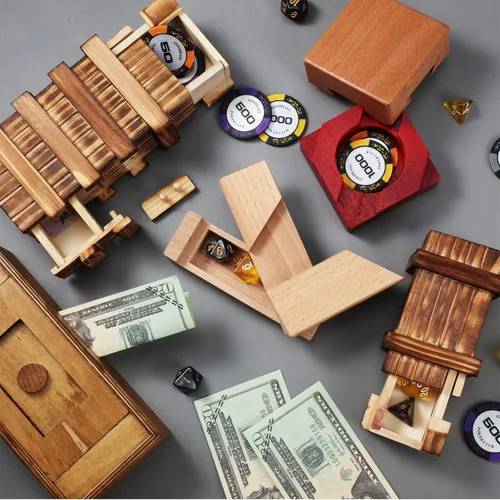 Vista 7 de Paquete de 5 cajas de rompecabezas, caja de madera de Navidad con compartimento de cerradura, cajas de rompecabezas de madera 3D, rompecabezas