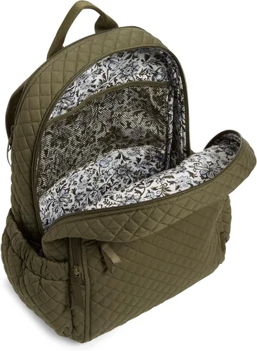 Vista 4 de Vera Bradley Mochila Campus de Algodón para Mujer, Climbing Ivy Green - Algodón reciclado