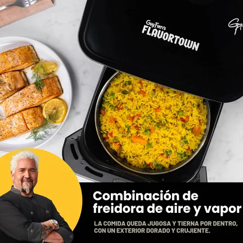Vista 3 de Guy Fieri's Flavortown Freidora de aire de vapor de 6.5 cuartos de galón con tecnología Moisture Lock, combinación programable de vapor y freidora