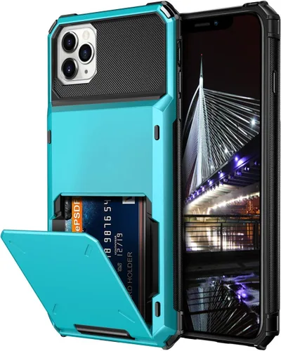 Vista 10 de Vofolen Funda protectora para iPhone 11, 4 tarjetas, ranura para identificación, puerta abatible, bolsillo oculto, antiarañazos, doble capa