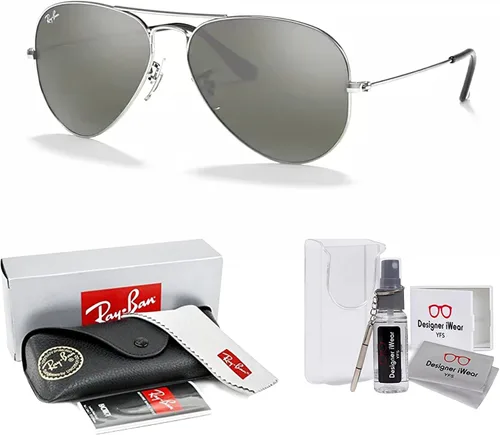 Vista 119 de Ray-Ban RB3025 - Lentes de sol de aviador de metal para hombre y mujer + paquete con kit de cuidado de gafas iWear de diseñador