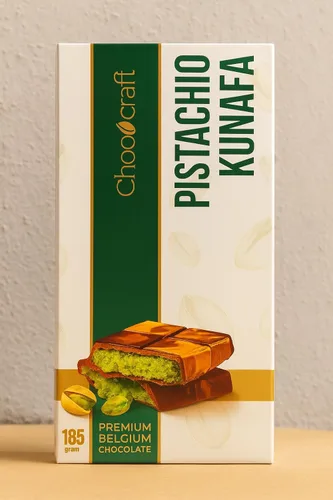 Vista 2 de Chococraft Premium Dubai Chocolate Kunafa Pistachio (El Original), 185 gramos - 6.53oz - Importado de DUBAI EAU, Ideal para Regalo en Todas
