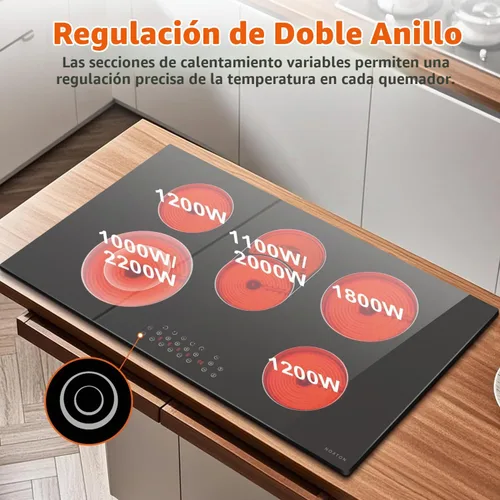Vista 5 de Noxton Estufa eléctrica de 36 pulgadas, estufa eléctrica de 5 quemadores, placa de cerámica radiante integrada con zona extendida, control táctil 5