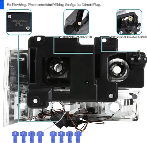 Vista 4 de SPEC-D TUNING Faros delanteros negros + luces de parachoques + luces de esquina Compatibles con 1994-1998 Chevy C/K 1500 2500 3500 Tahoe Suburban