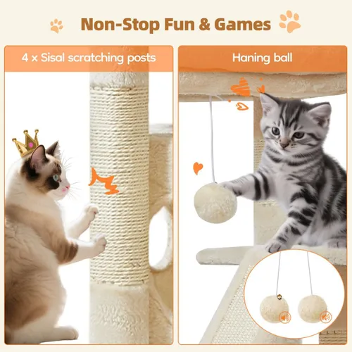 Vista 6 de Taoqimiao - Árbol para gatos, torre de 38.5 pulgadas para gatos de interior, adecuada para gatitos con lujoso condominio para gatos con cestas