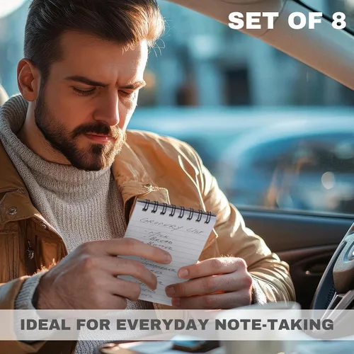 Vista 3 de ZICOTO Cuadernos de bolsillo estéticos, juego de 8 - Pequeños cuadernos en espiral de 3x5 con páginas rayadas para mujeres u hombres - Los pequeños