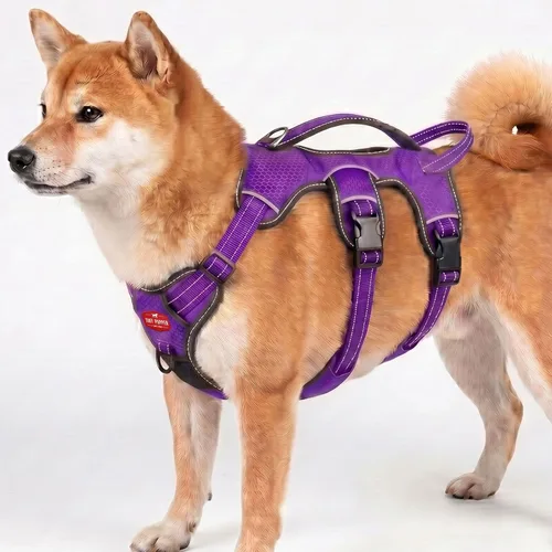 Vista 15 de Tuff Pupper Arnés para perro sin escape a prueba de escape, arnés ajustable de 5 puntos para perros, arneses acolchados para perros, arneses