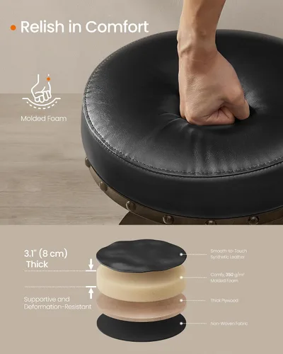 Vista 6 de Taburetes de bar SONGMICS Home, juego de 2, taburete de mostrador Steampunk para cocina, altura ajustable y asiento acolchado giratorio, taburete