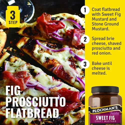 Vista 5 de Plochmans, Mostaza de higo, 9 onzas, edición limitada gourmet para untar en un frasco